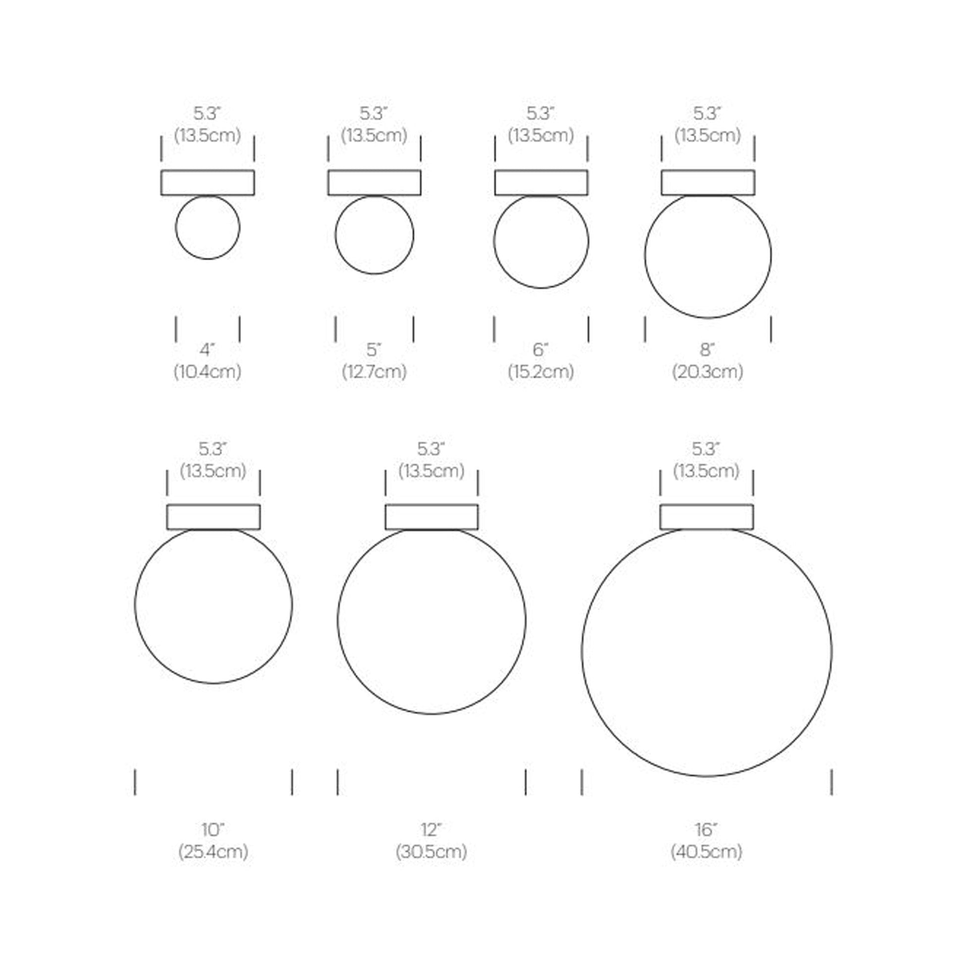 Bola Sphere LED Flush Mount Ceiling Light - line drawing.