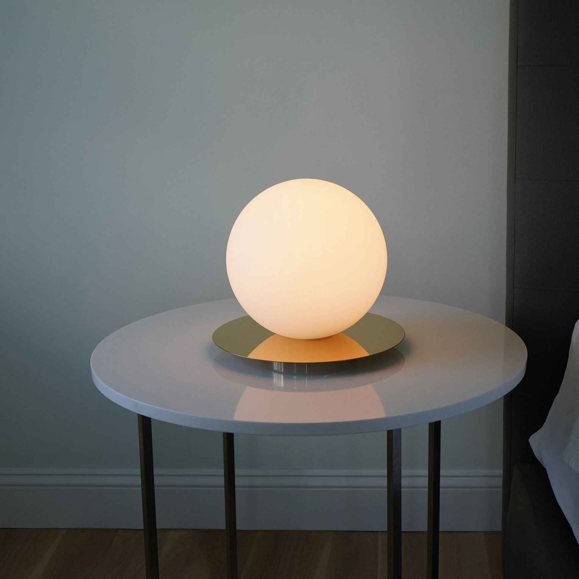 Bola Sphere LED Table Lamp in bedroom.