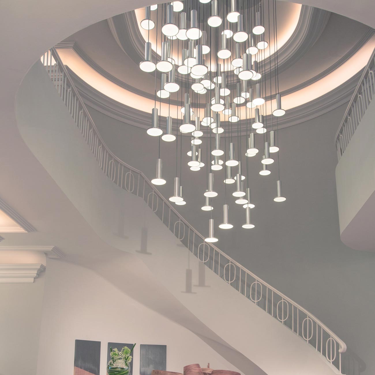 Cielo LED Chandelier in living room.