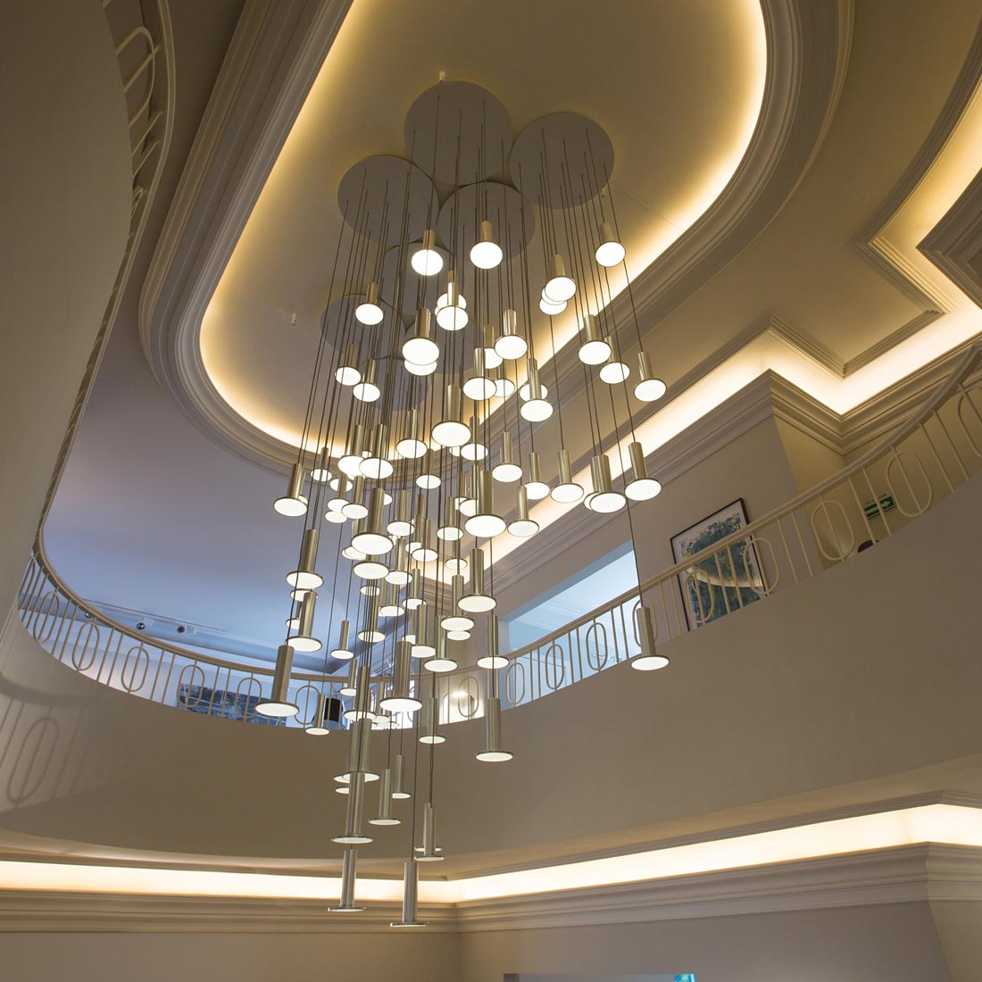 Cielo LED Chandelier in living room.