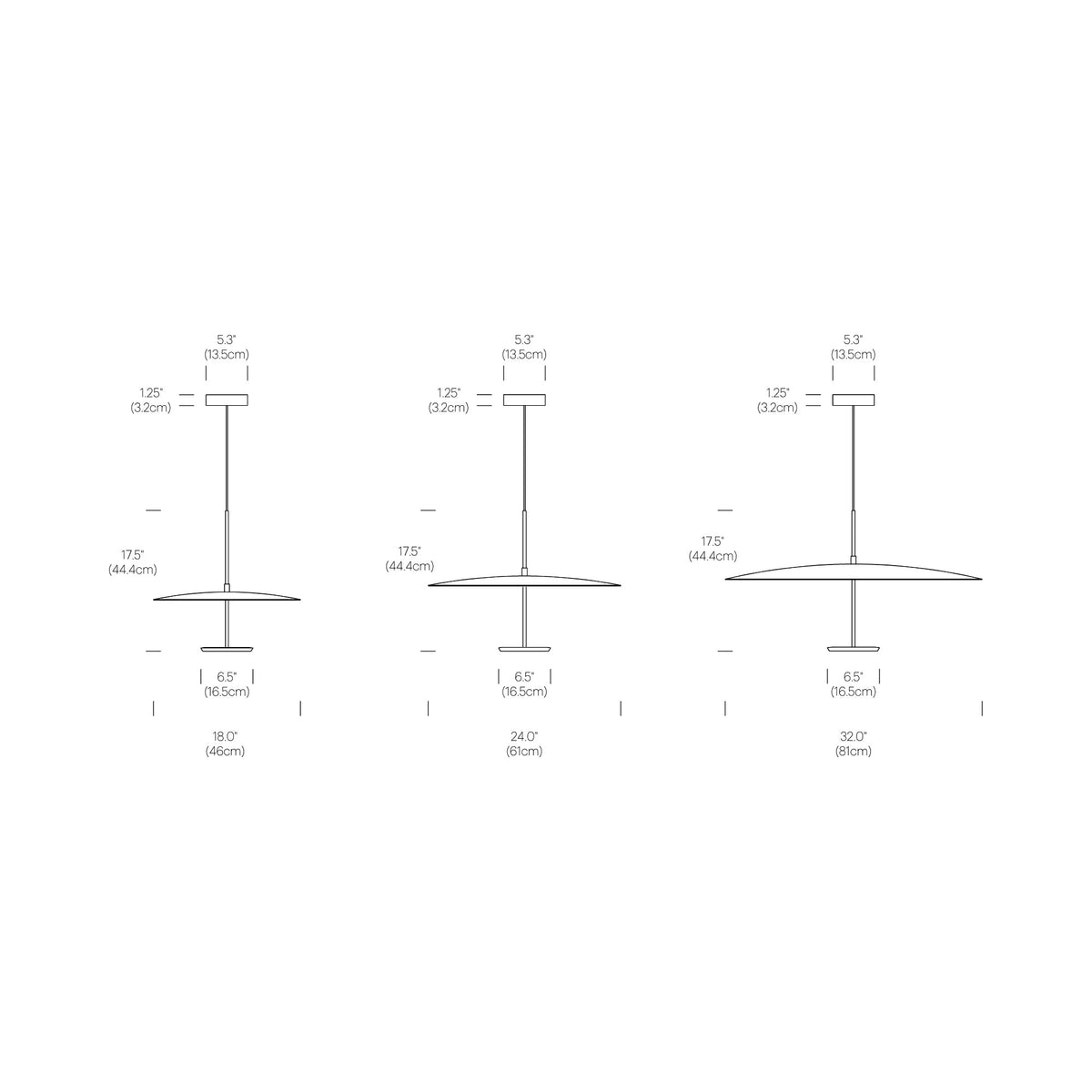 Sky Dome LED Pendant Light - line drawing.