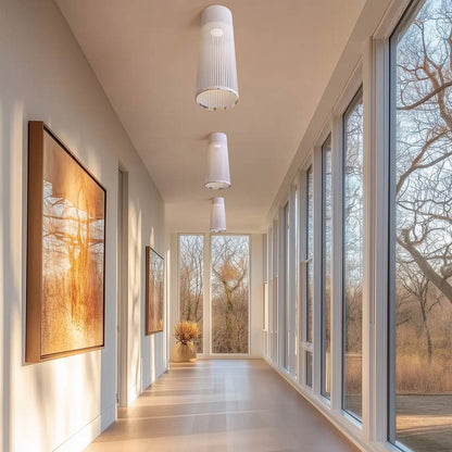 Solis Flush Mount Ceiling Light in hallway.
