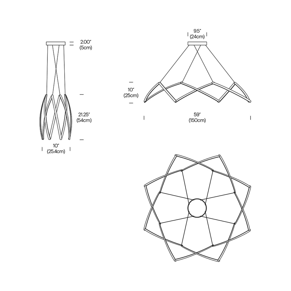 Stella LED Pendant Light - line drawing.