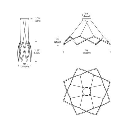 Stella LED Pendant Light - line drawing.