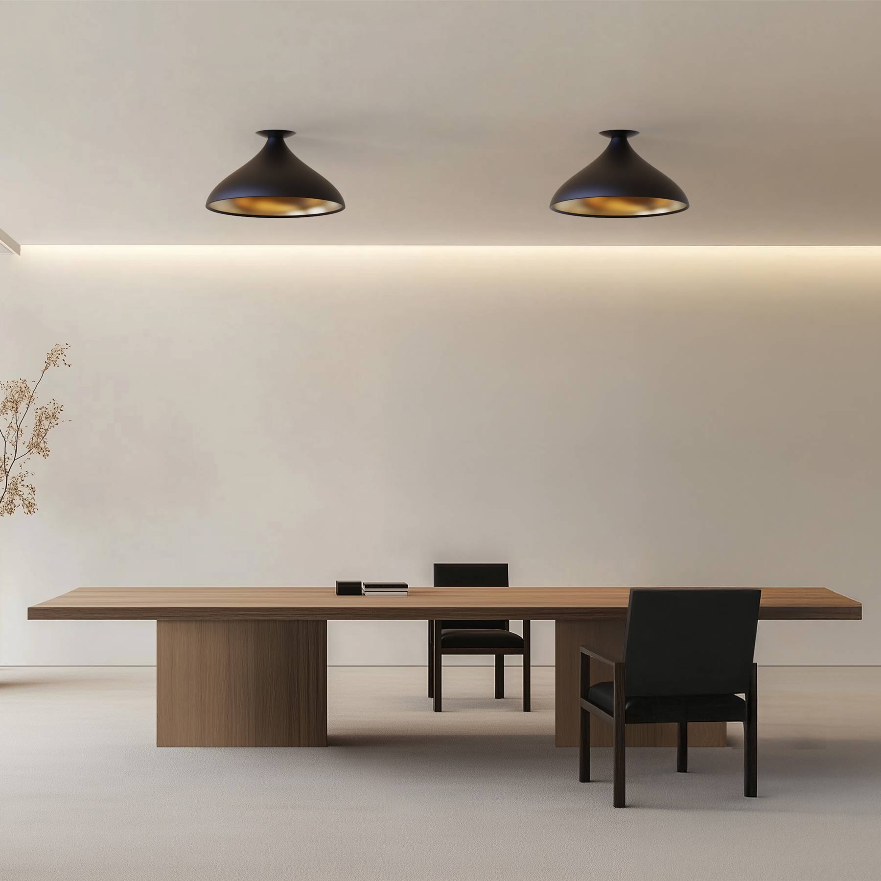 Swell LED Flush Mount Ceiling Light in dining room.