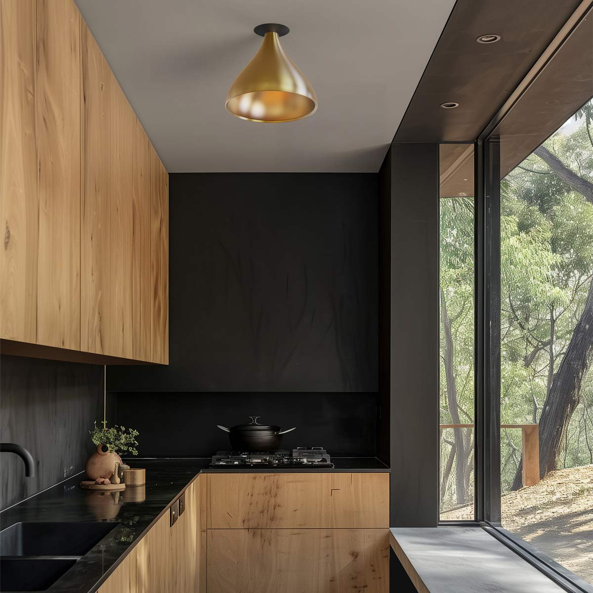 Swell LED Flush Mount Ceiling Light in kitchen.