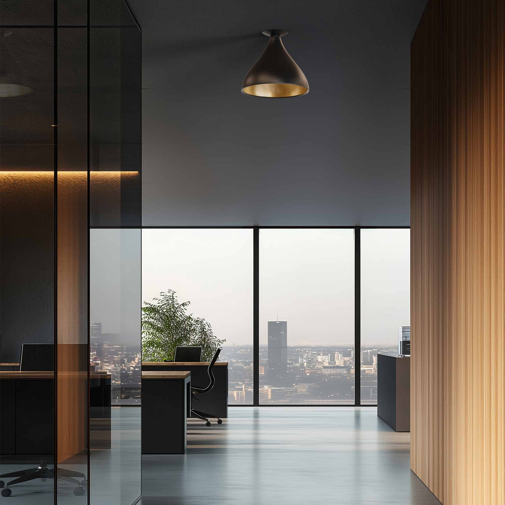 Swell LED Flush Mount Ceiling Light in hallway.