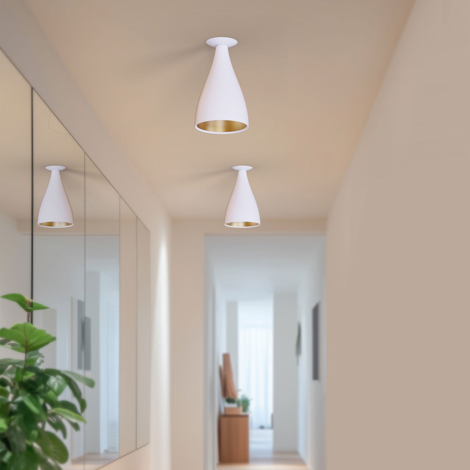 Swell LED Flush Mount Ceiling Light in hallway.