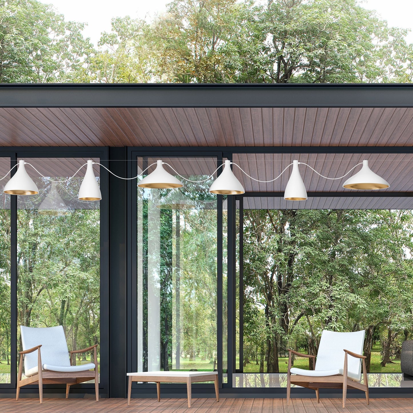 Swell LED String Mixed Pendant Light in Outside Area.