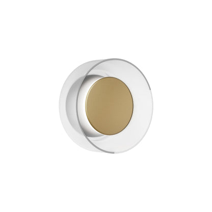 Totem LED Glass Wall Light in Grey/Brass/Clear (7-Inch).