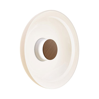 Totem LED Glass Wall Light in White/Walnut /Opal (17-Inch).
