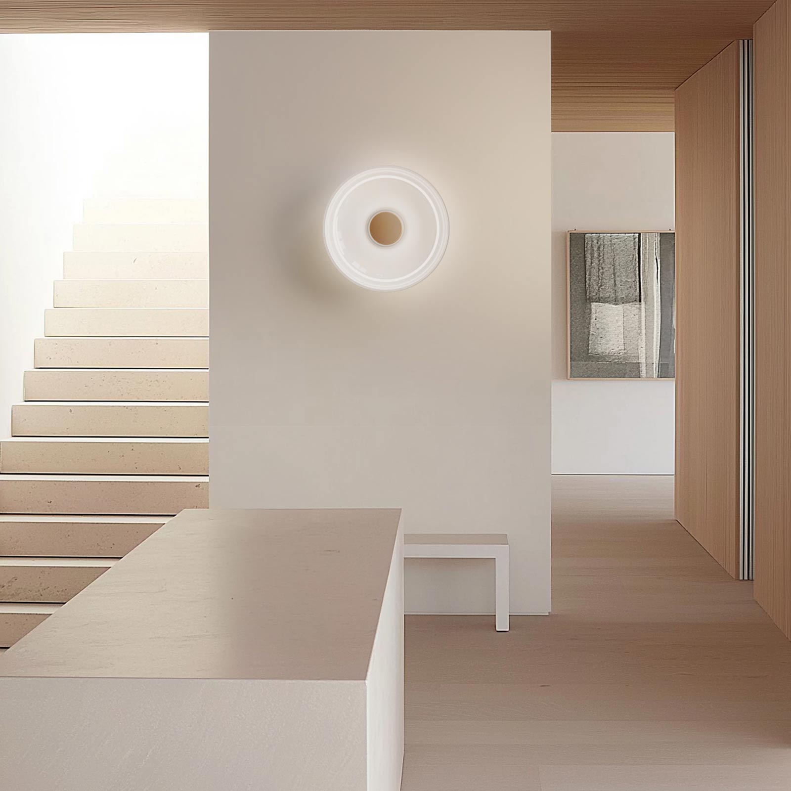 Totem LED Glass Wall Light in living room.