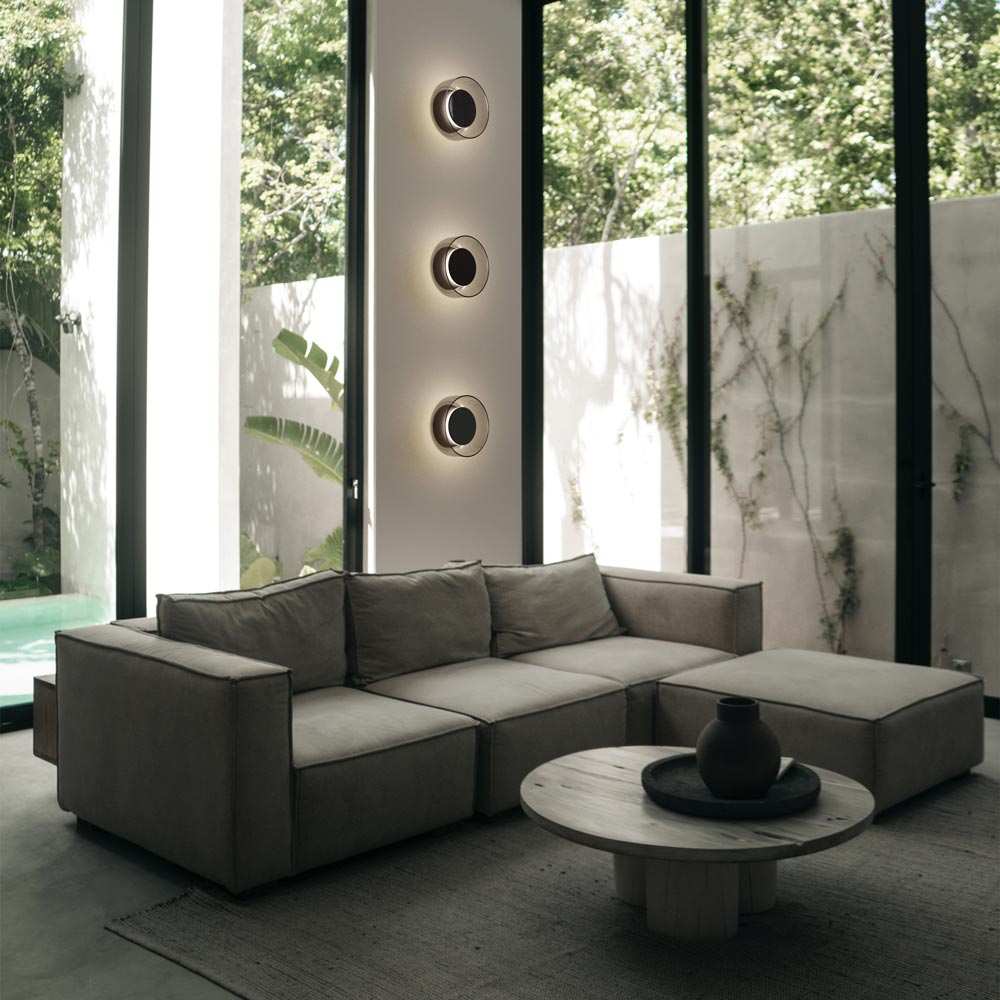 Totem LED Glass Wall Light in living room.