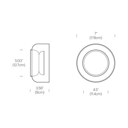 Totem LED Glass Wall Light - line drawing.