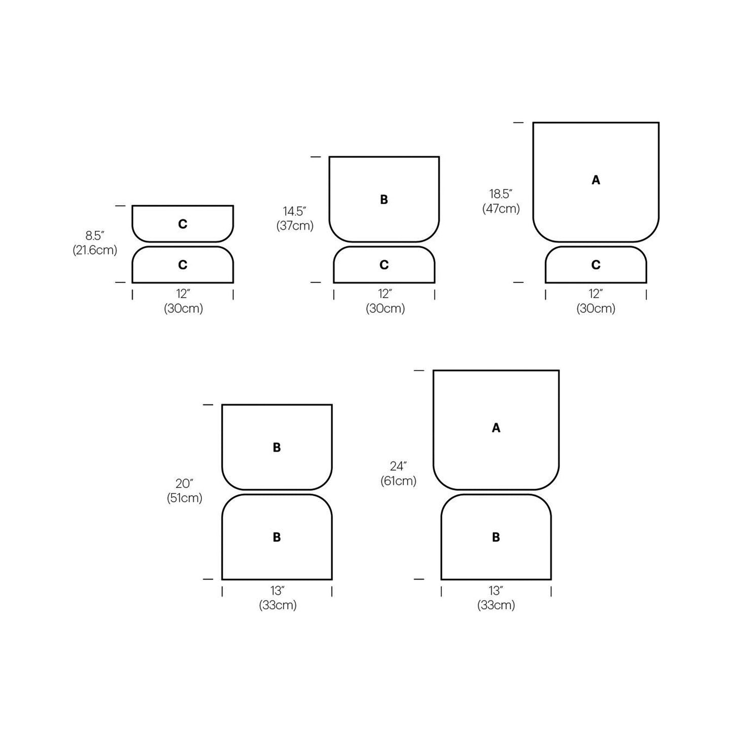 Totem LED Table Lamp - line drawing.