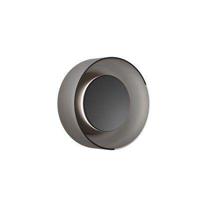 Totem LED Wall Light in Black/Black/Etched Smoke/Glass (7-Inch).