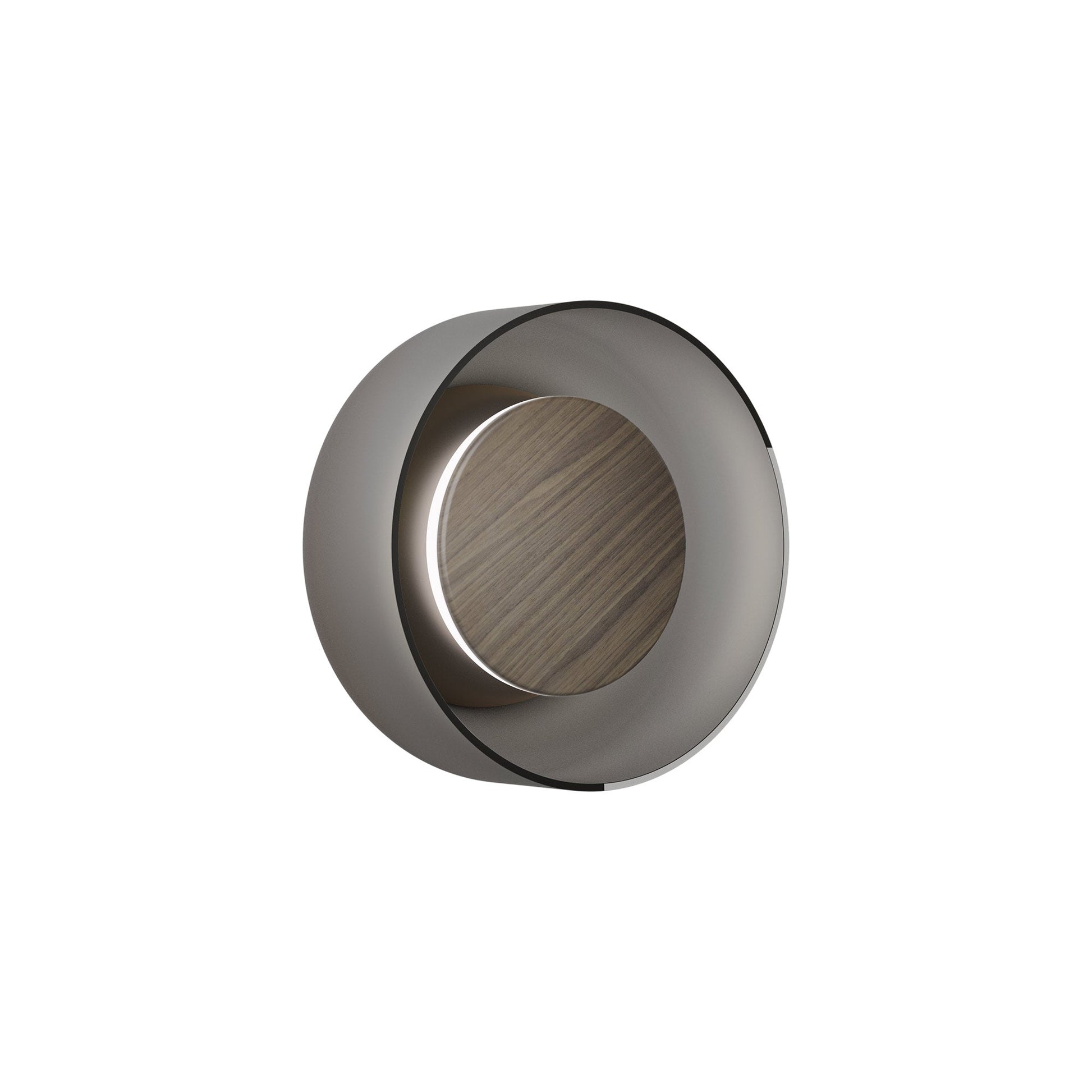 Totem LED Wall Light in Black/Walnut/Etched Smoke/Glass (7-Inch).