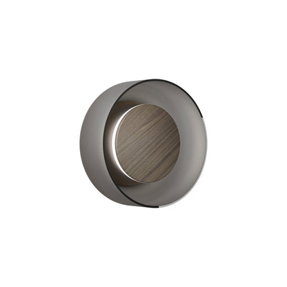 Totem LED Wall Light in Black/Walnut/Etched Smoke/Glass (7-Inch).