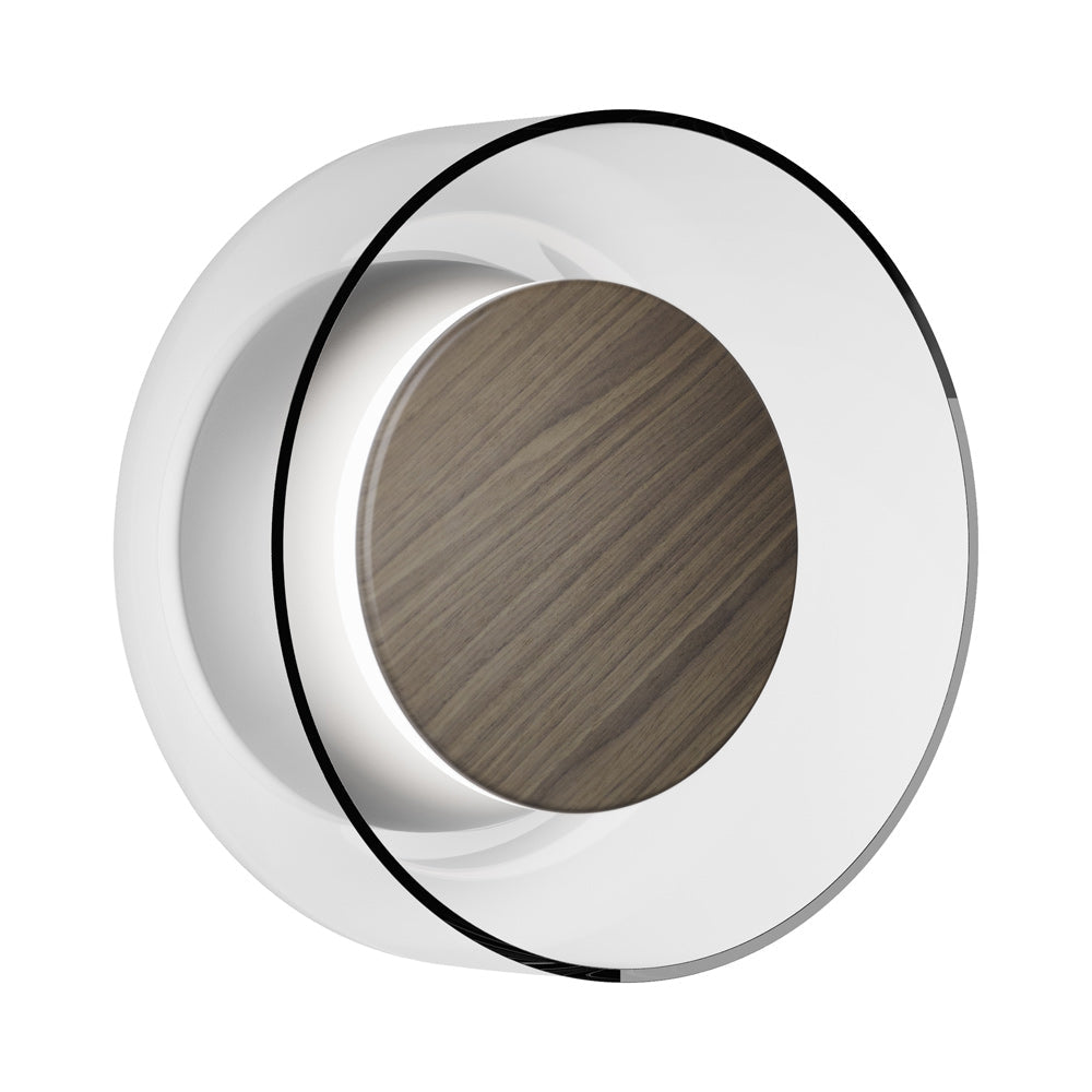 Totem LED Wall Light in Grey/Walnut/Clear.