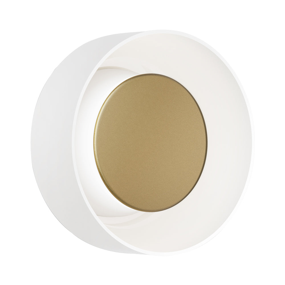 Totem LED Wall Light in White/Brass/White.