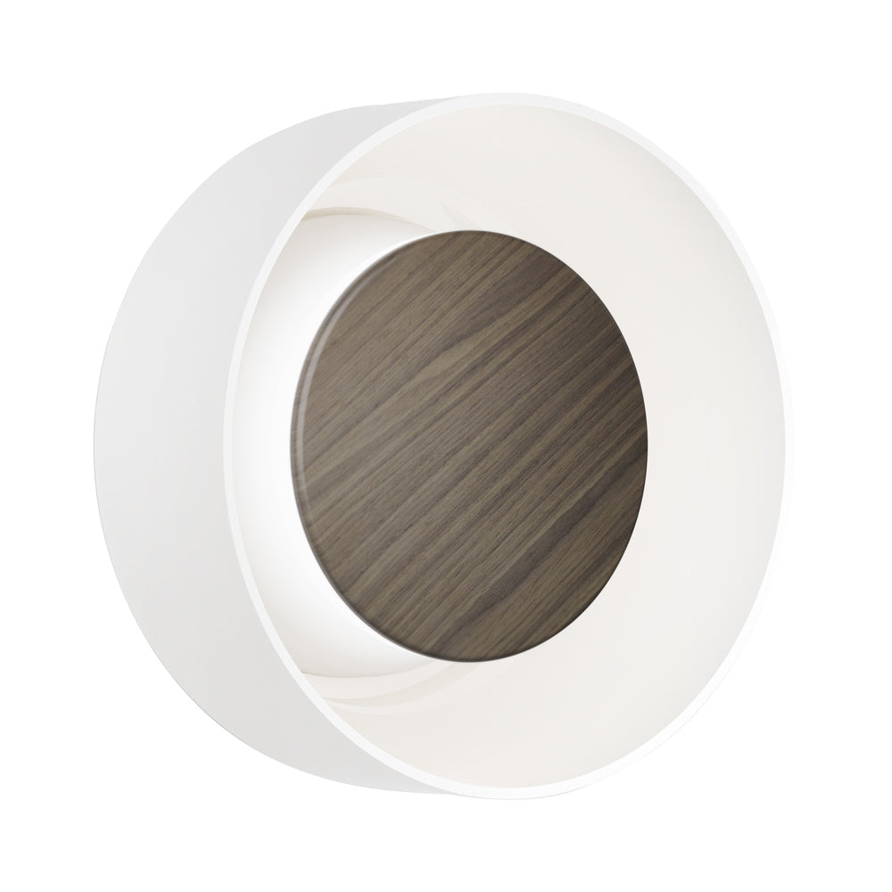 Totem LED Wall Light in White/Walnut/White.