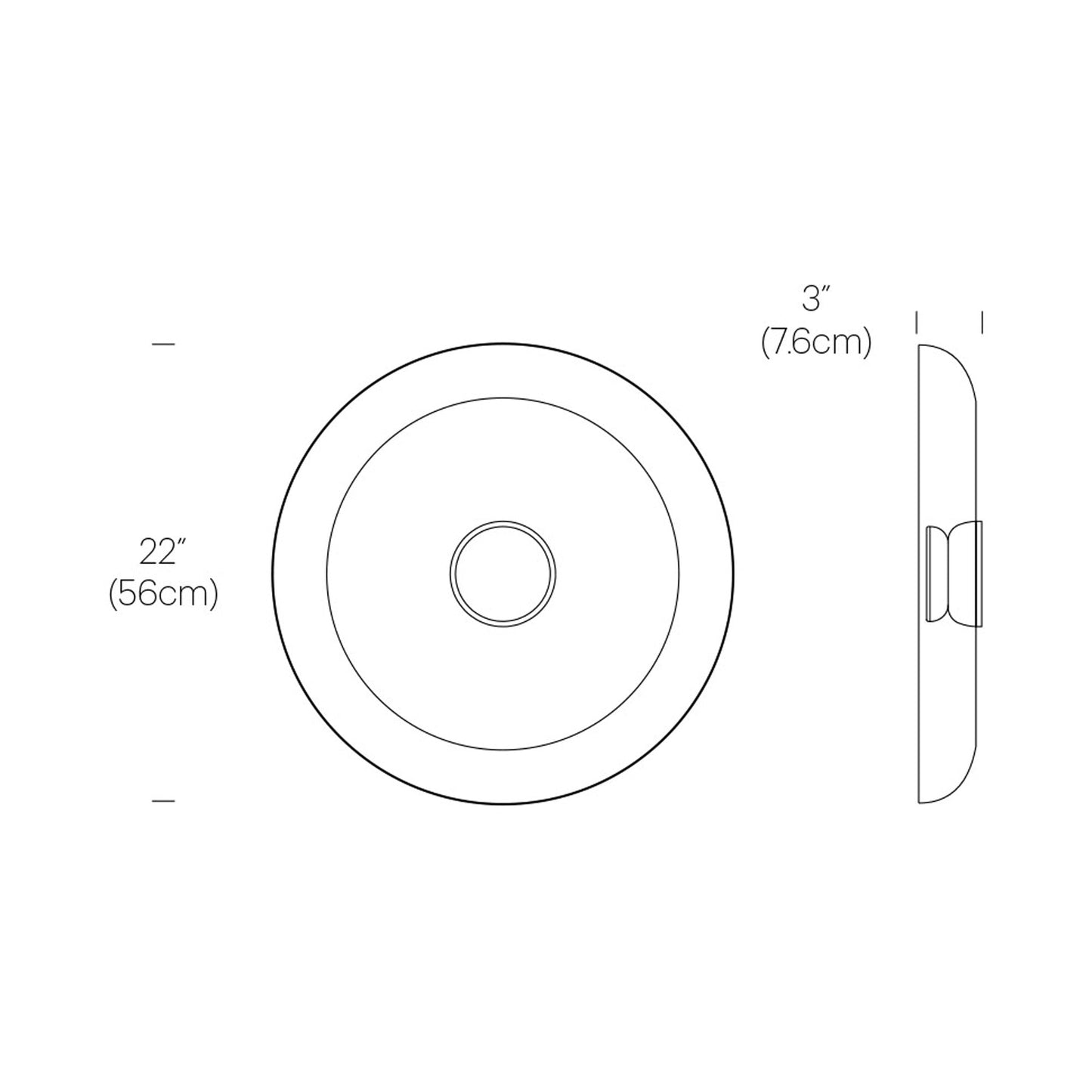 Totem LED Wall Light - line drawing.