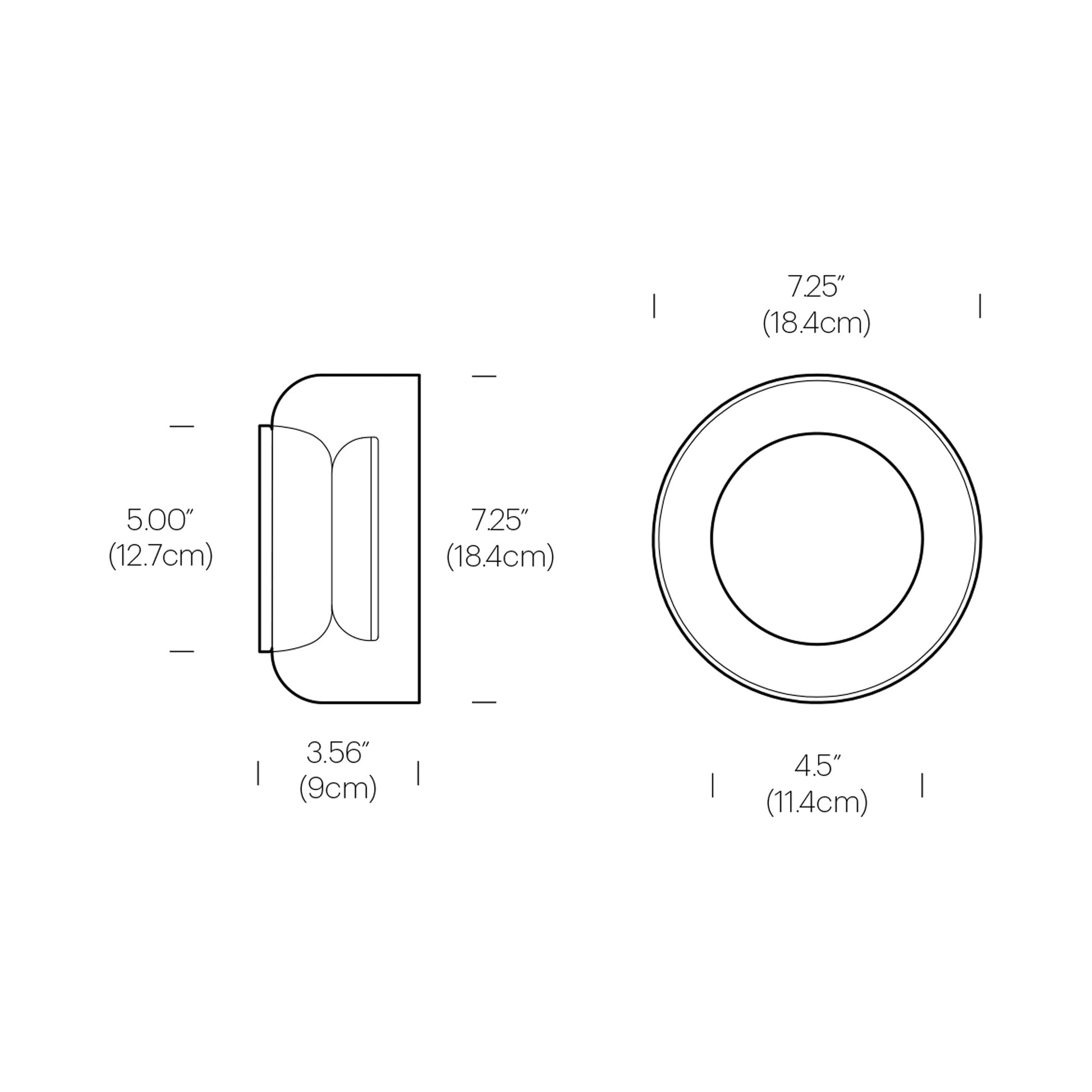 Totem LED Wall Light - line drawing.