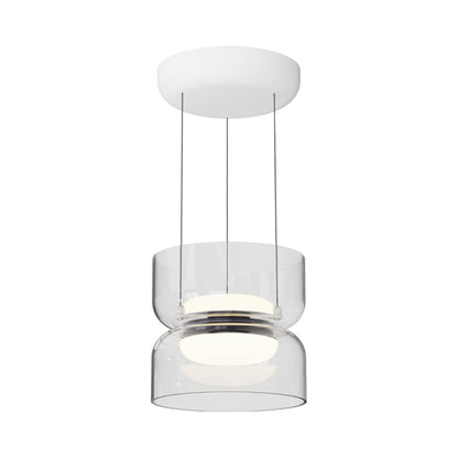 Totem Mini Up and Down LED Pendant Light in Clear/White.