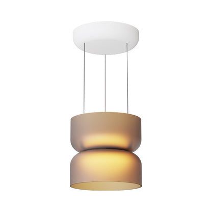 Totem Mini Up and Down LED Pendant Light in Etched Amber/White.
