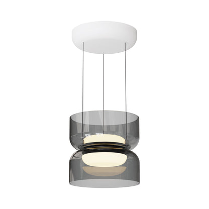 Totem Mini Up and Down LED Pendant Light in Smoke/White.