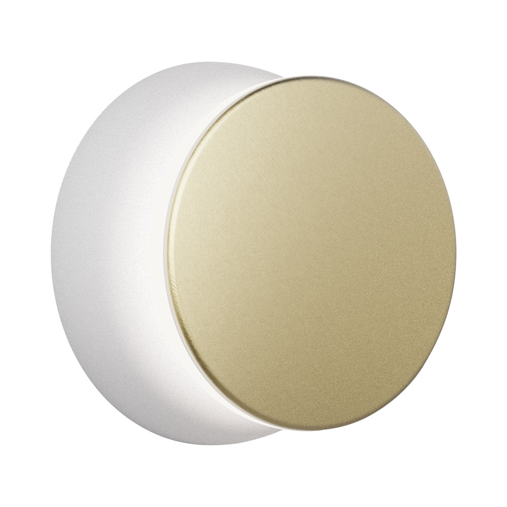 Totem Puck LED Wall Light in Grey/Brass.