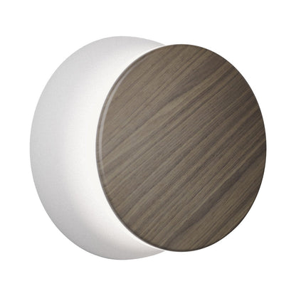 Totem Puck LED Wall Light in Grey/Walnut.