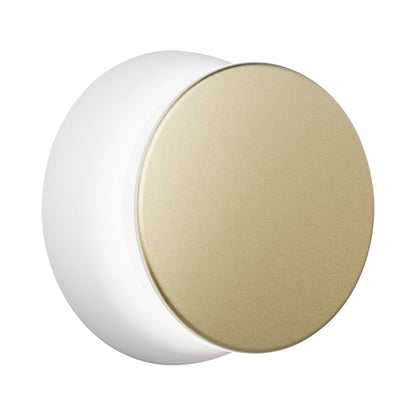 Totem Puck LED Wall Light in White/Brass.