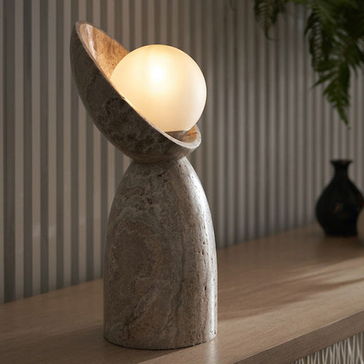 Alice Stone Table Lamp in living room.