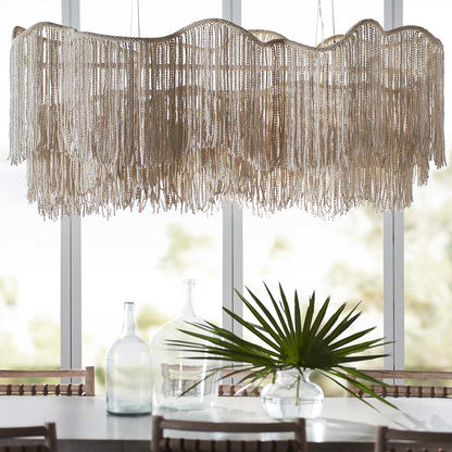 Elena Linear Chandelier in dining room.