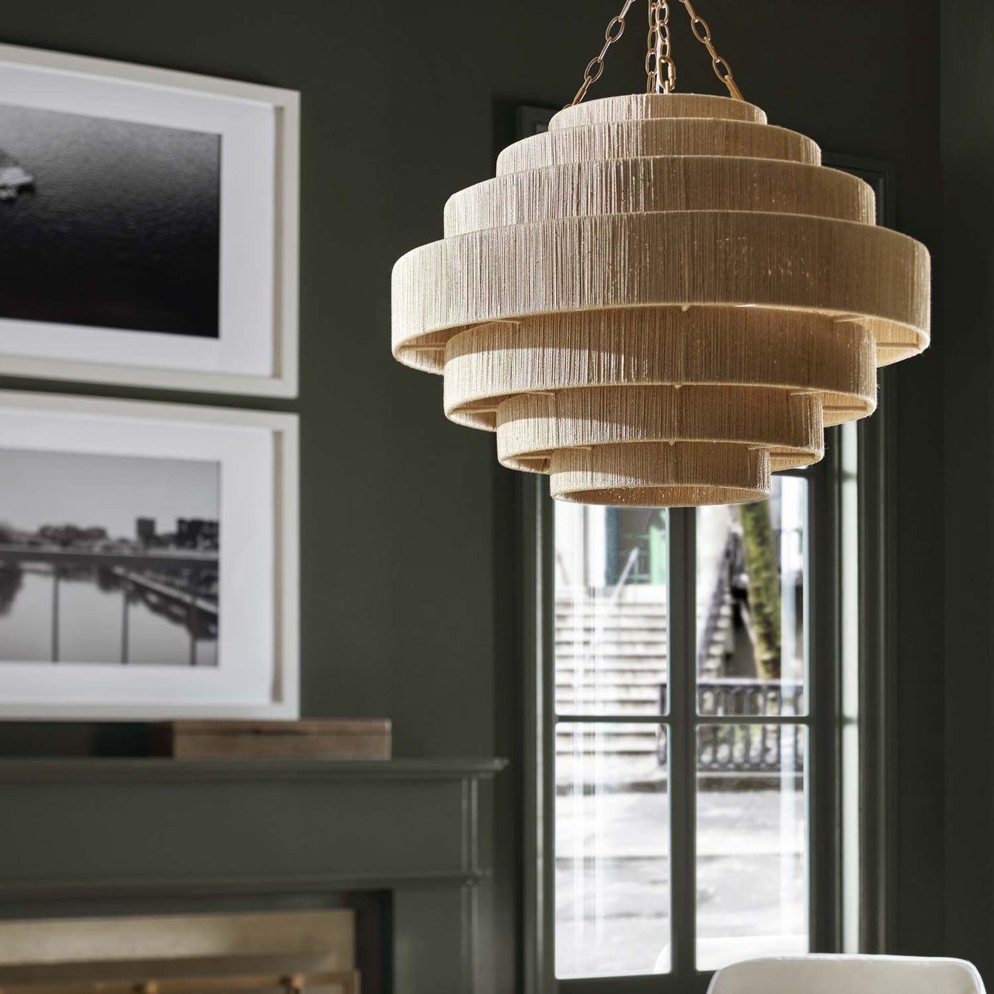 Everly Pendant Light in living room.