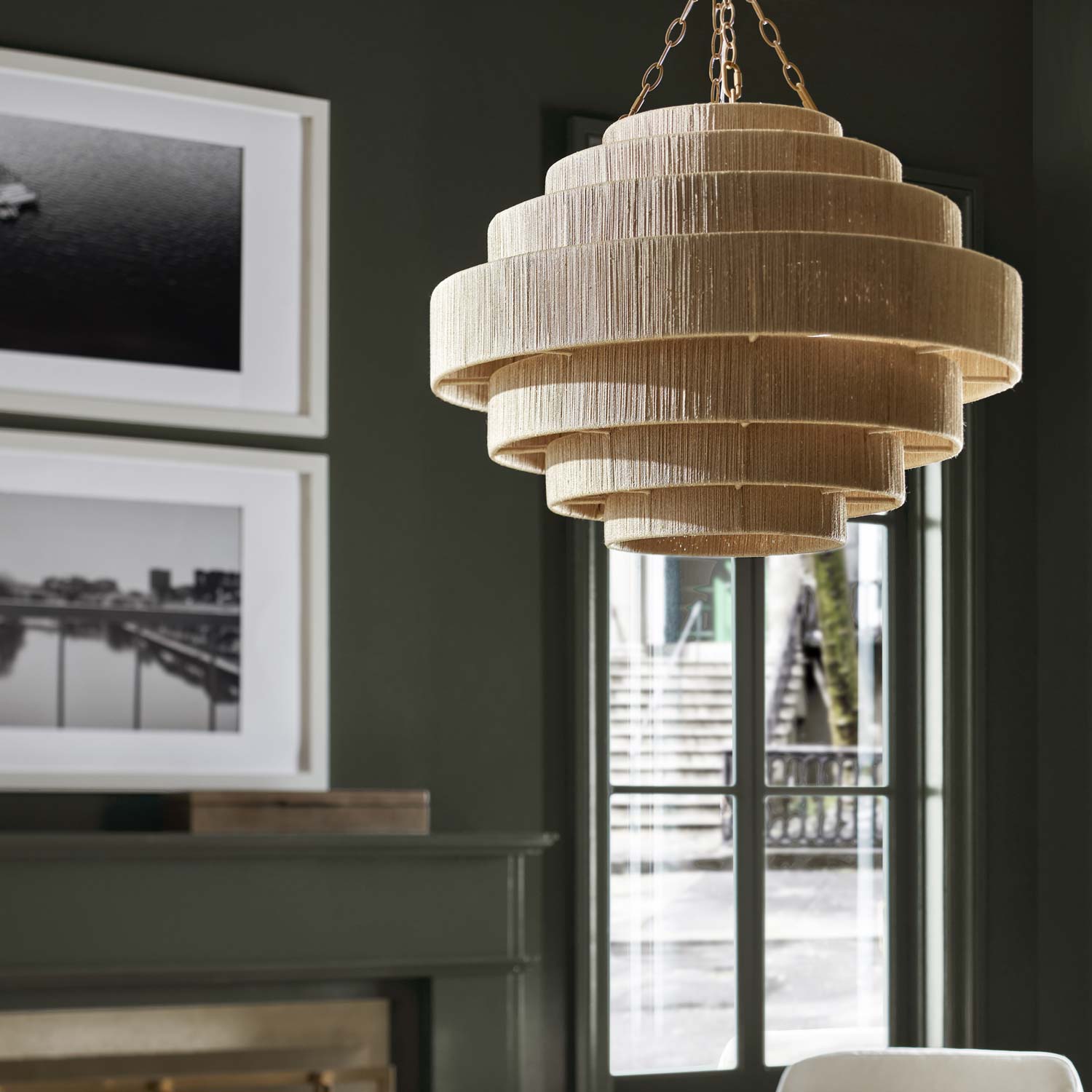 Everly Pendant Light in living room.