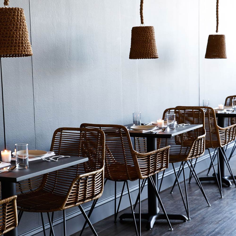 Green Oaks Rope Wall Light in restaurant.