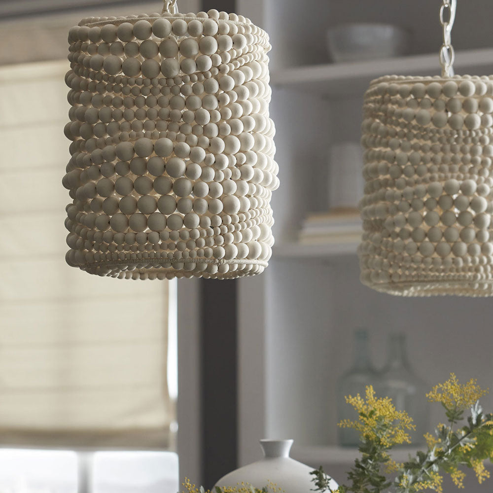 Point Dume Bead Pendant Light in living room.