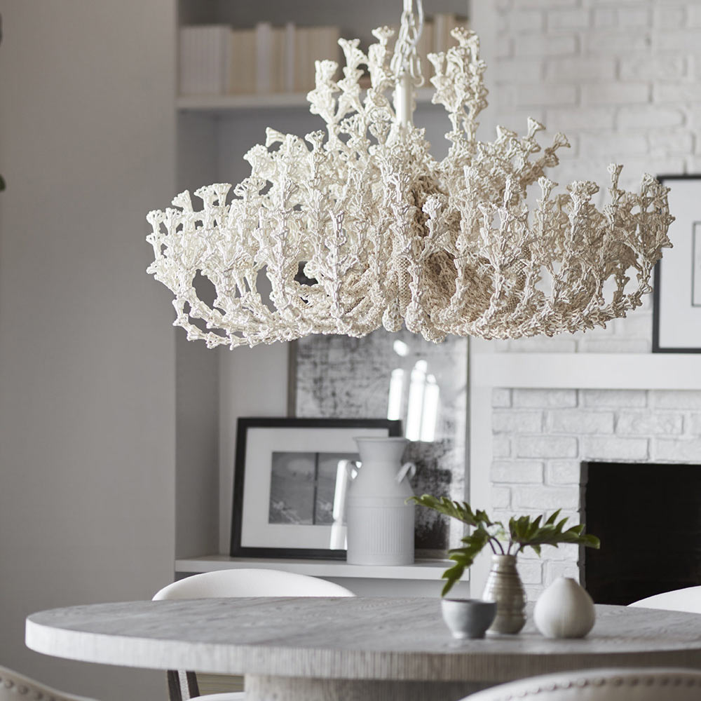 Seychelles Chandelier in living room.