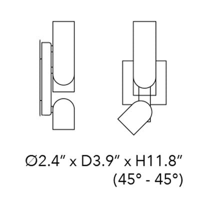Clash Adjustable LED Wall Light - line drawing.
