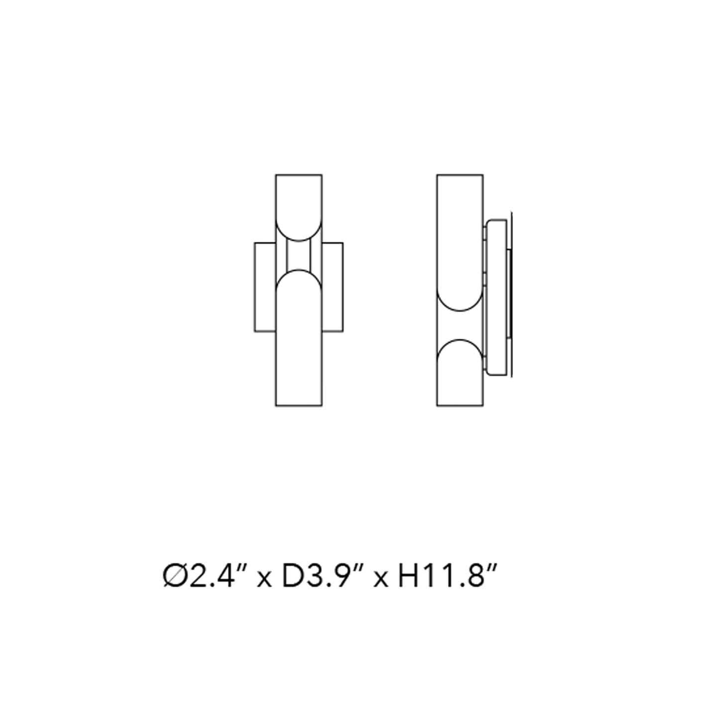 Clash Fixed LED Wall Light - line drawing.
