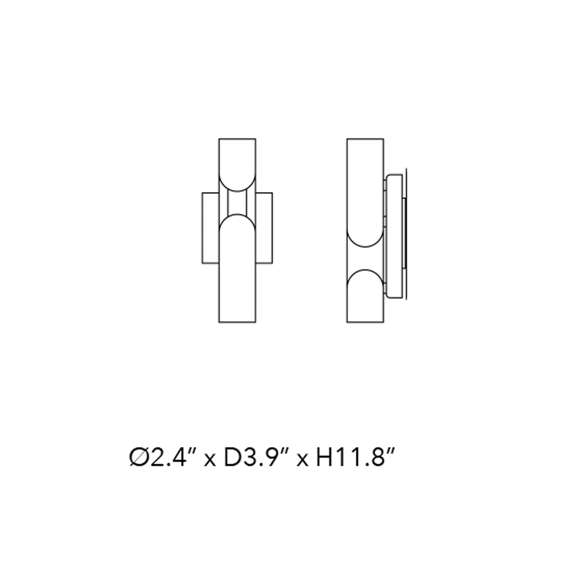 Clash Fixed LED Wall Light - line drawing.
