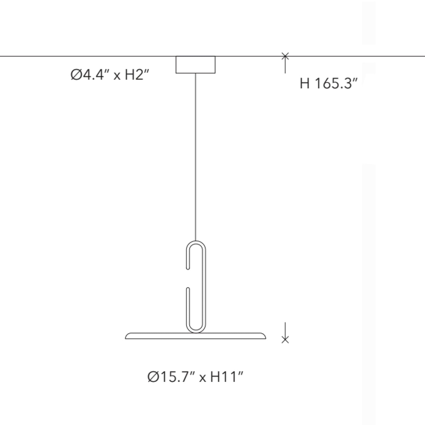 Clip LED Pendant Light - line drawing.