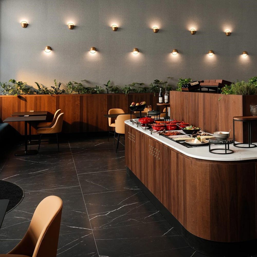 Enoki LED Wall Light in restaurant.