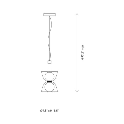 Gems S1D30A LED Pendant Light - line drawing.