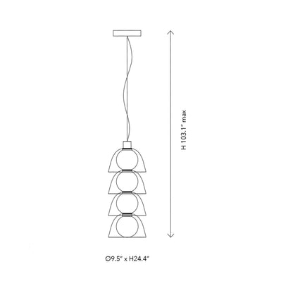 Gems T3D30A LED Pendant Light - line drawing.