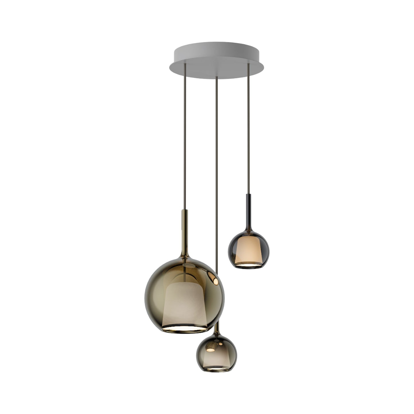 Glo Multi-Light Pendant Light in Gold/Black/4Ever (3-Light).