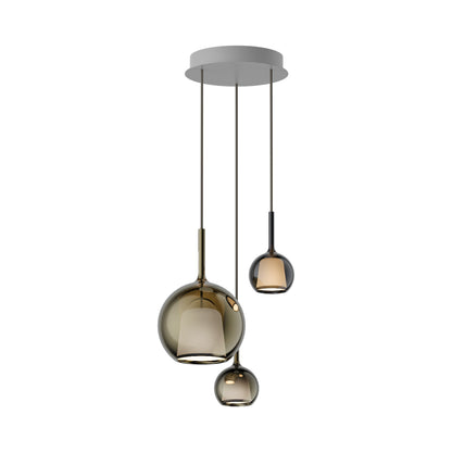 Glo Multi-Light Pendant Light in Gold/Black/4Ever (3-Light).