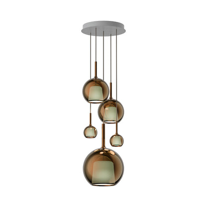 Glo Multi-Light Pendant Light in Bronze (5-Light).